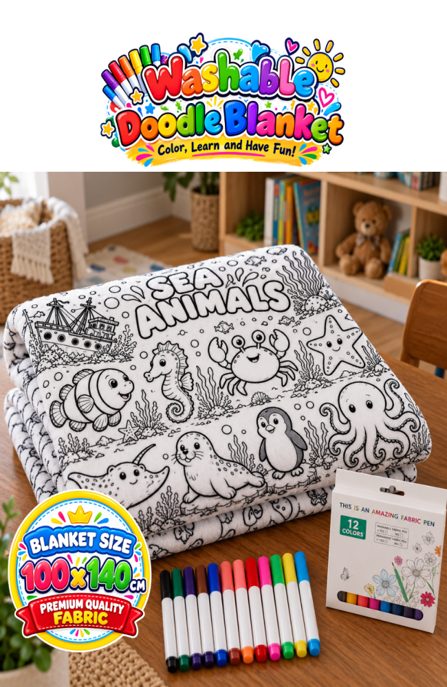 Sea Animals Reusable Colouring Blanket