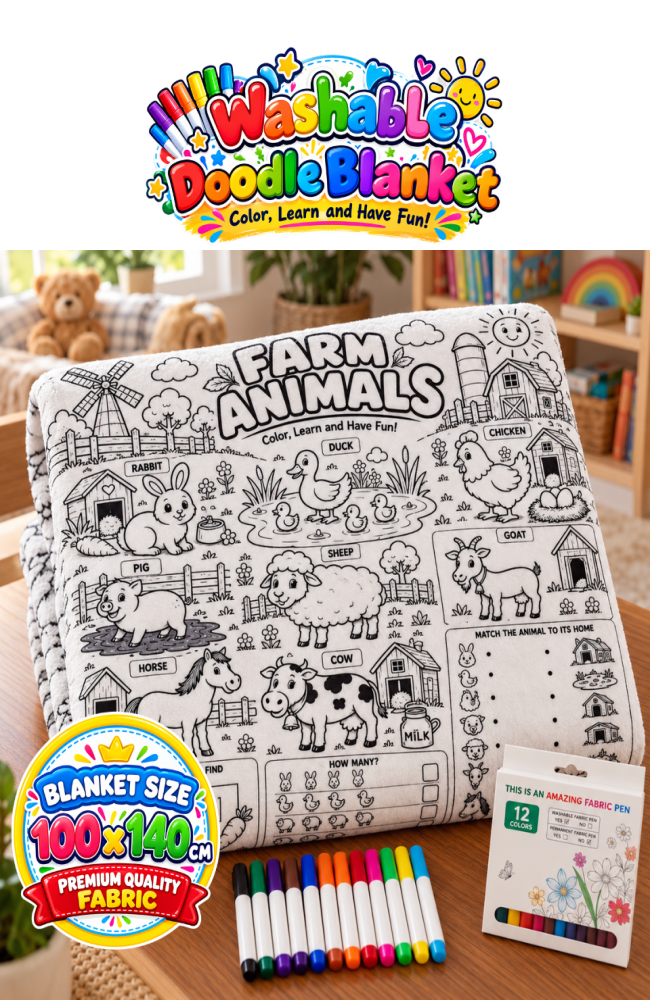 Farm Animals Reusable Colouring Blanket